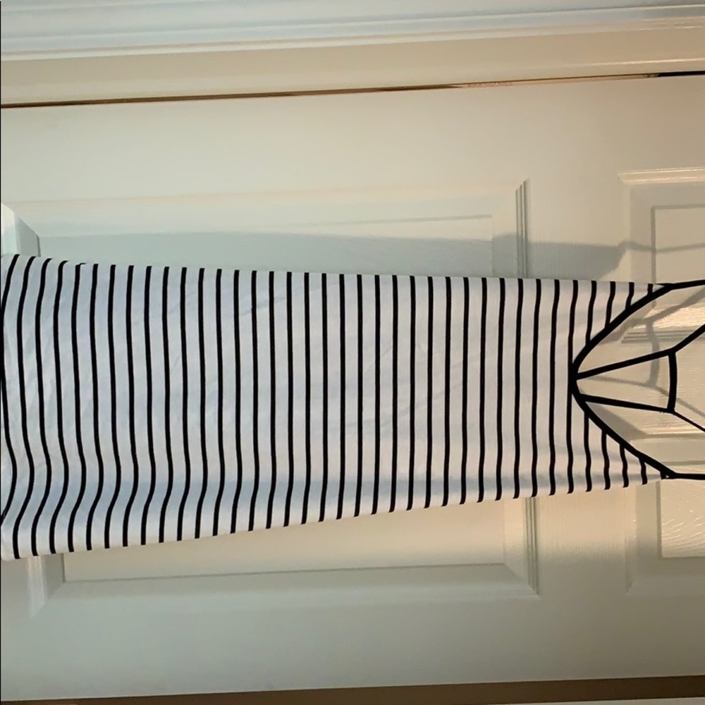 White and black striped racer back dress